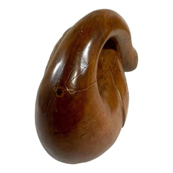 Large Vintage Midcentury Modern Wooden Swan Sculpture Goose Brass Beak 13” Wood - Picture 3 of 9